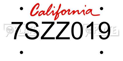 7SZZ019 California License Plate
