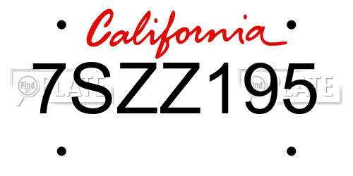 7SZZ195 California License Plate