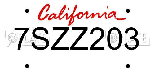 7SZZ203 California License Plate