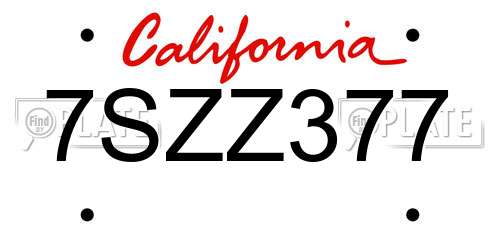 7SZZ377 California License Plate