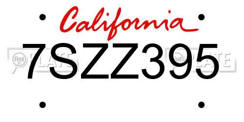 7SZZ395 California License Plate