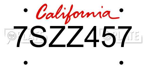 7SZZ457 California License Plate