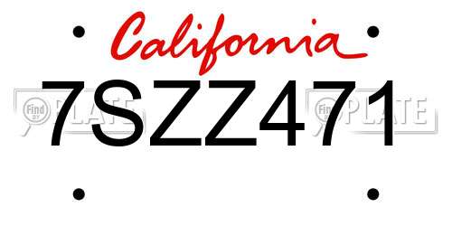 7SZZ471 California License Plate