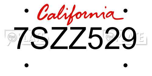 7SZZ529 California License Plate
