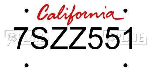 7SZZ551 California License Plate