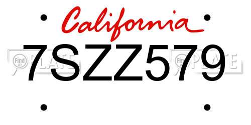 7SZZ579 California License Plate
