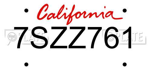 7SZZ761 California License Plate