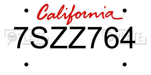 7SZZ764 California License Plate