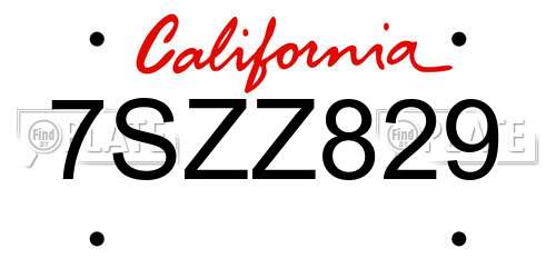 7SZZ829 California License Plate