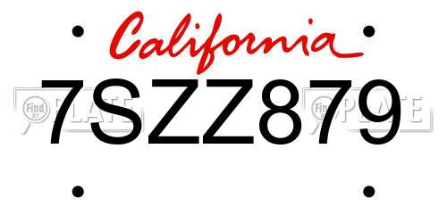 7SZZ879 California License Plate