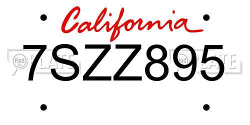 7SZZ895 California License Plate