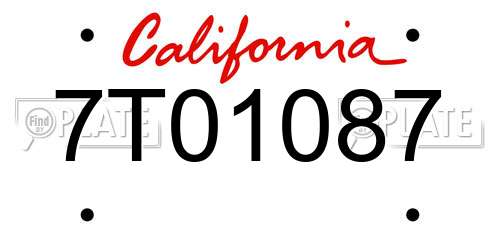 7T01087 California License Plate