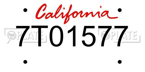 7T01577 California License Plate