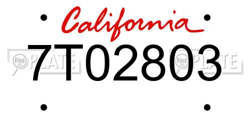 7T02803 California License Plate
