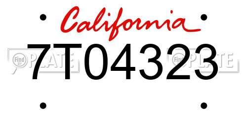 7T04323 California License Plate