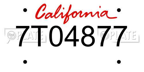 7T04877 California License Plate