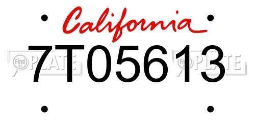 7T05613 California License Plate