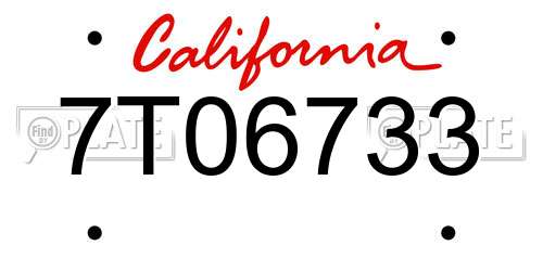 7T06733 California License Plate