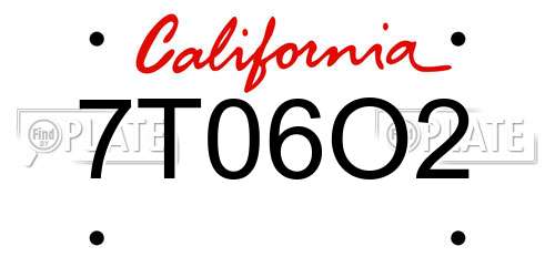 7T06O2 California License Plate
