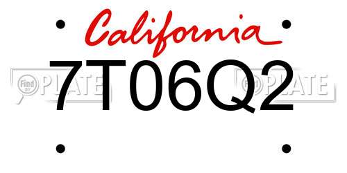 7T06Q2 California License Plate