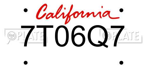 7T06Q7 California License Plate