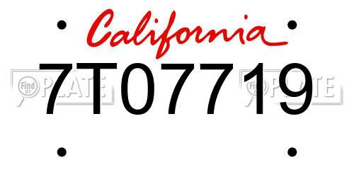7T07719 California License Plate
