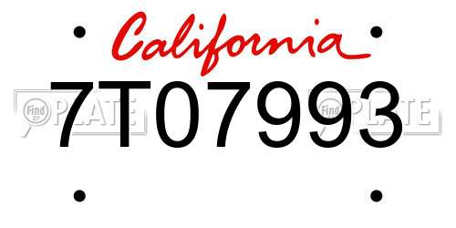 7T07993 California License Plate