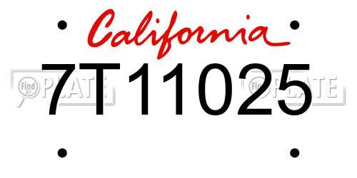 7T11025 California License Plate