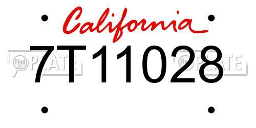 7T11028 California License Plate