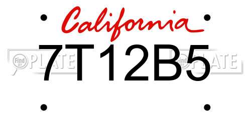 7T12B5 California License Plate