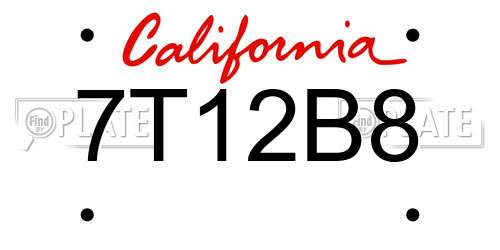 7T12B8 California License Plate
