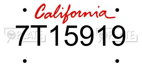 7T15919 California License Plate