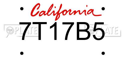 7T17B5 California License Plate