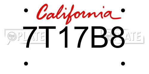 7T17B8 California License Plate