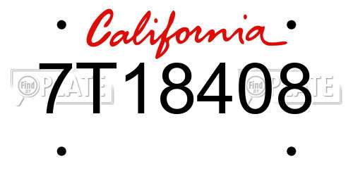 7T18408 California License Plate