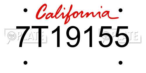 7T19155 California License Plate