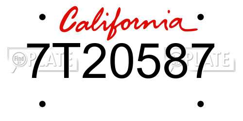 7T20587 California License Plate