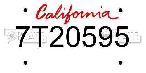 7T20595 California License Plate