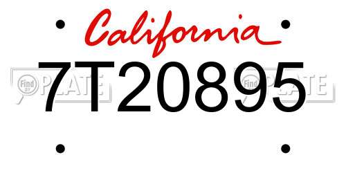 7T20895 California License Plate