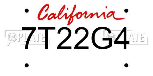 7T22G4 California License Plate