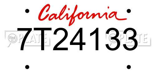 7T24133 California License Plate