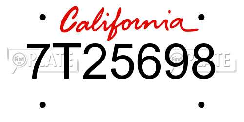 7T25698 California License Plate