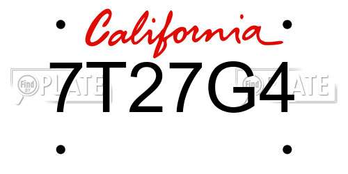 7T27G4 California License Plate