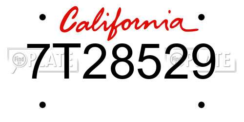 7T28529 California License Plate