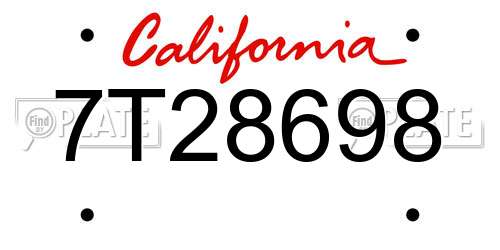 7T28698 California License Plate