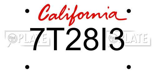 7T28I3 California License Plate