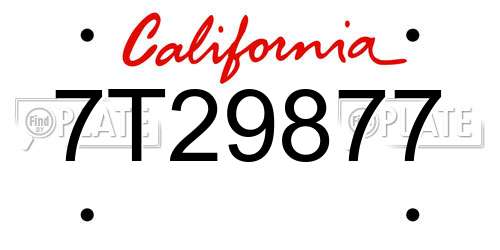 7T29877 California License Plate