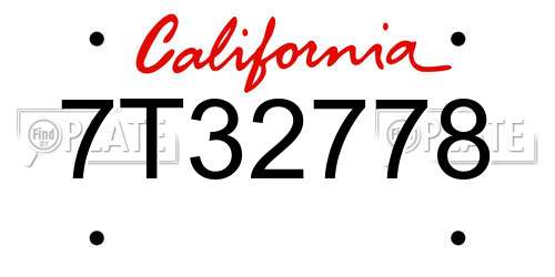 7T32778 California License Plate