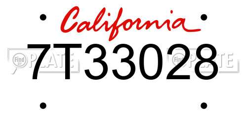 7T33028 California License Plate