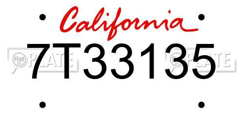 7T33135 California License Plate